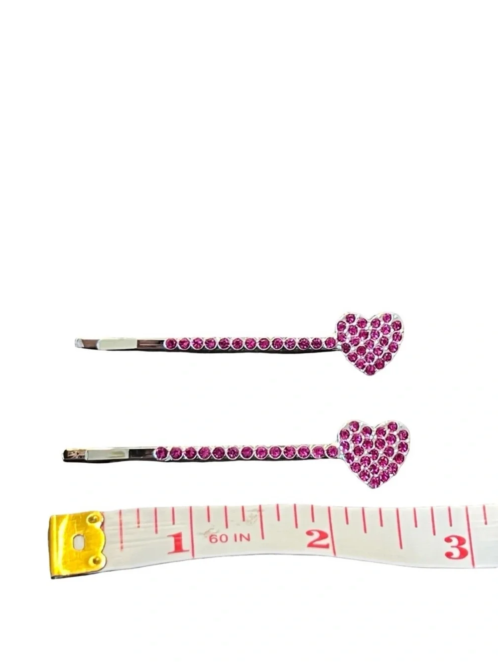 Purple Rhinestone Heart Shape Gold Hair Clips 2.5”FINAL PRICE DROP